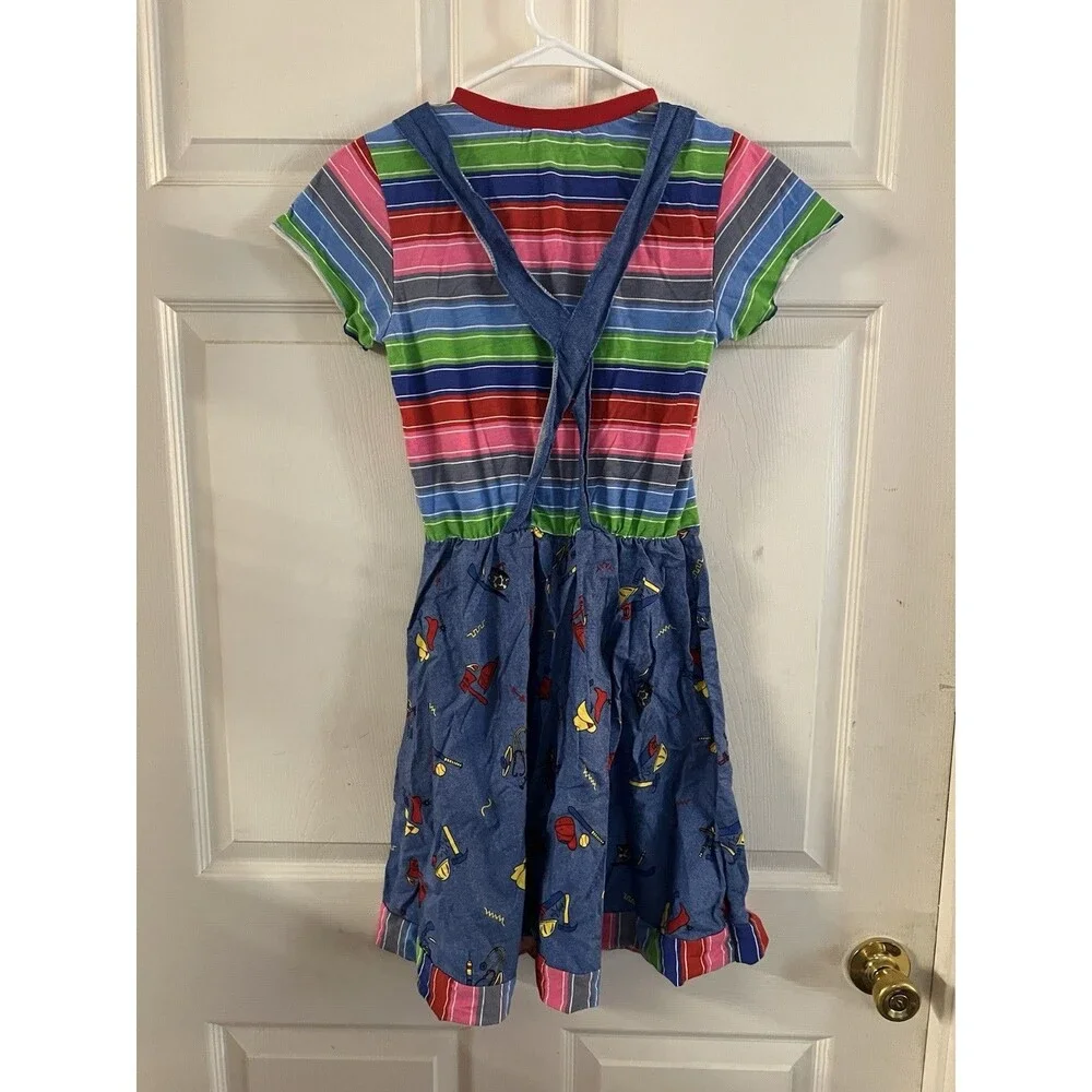 Chucky Kids Girls Costume - Dress, Socks, Wig And Choker Necklace XL 14/16 - Picture 4 of 6